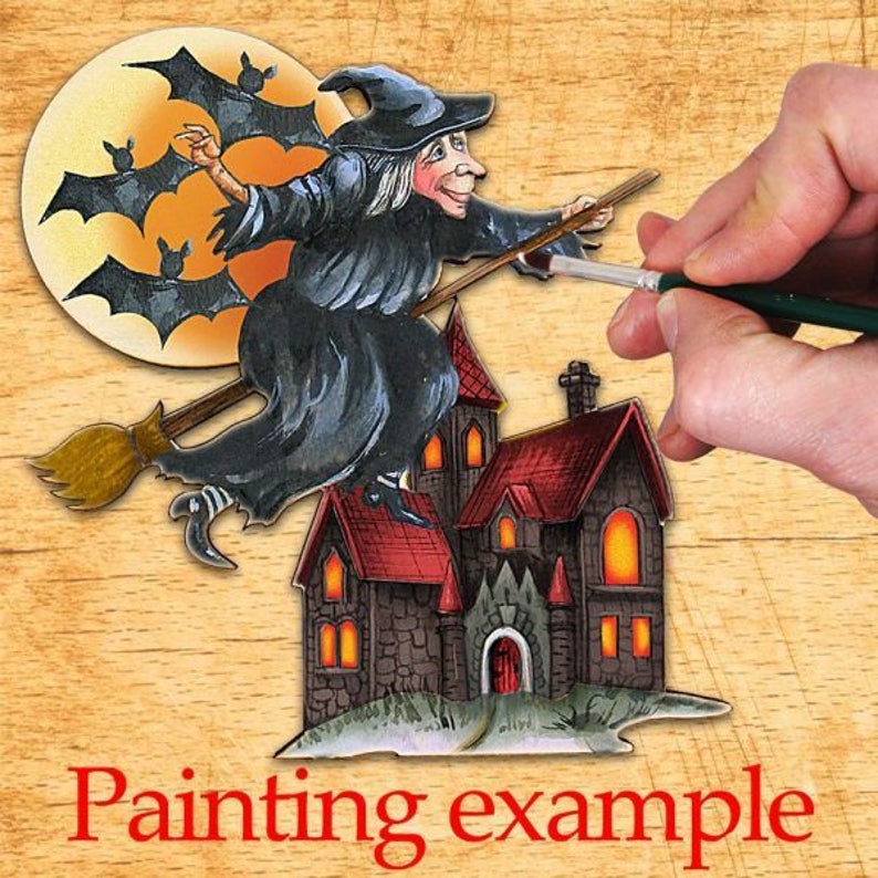 #8314010H domestic Fall Decor Halloween Witch DIY Coloring Wooden Door Hanger Free shipping Wall decor