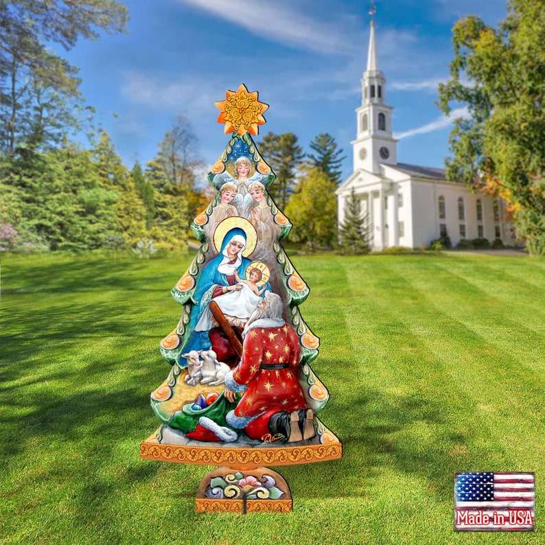 Outdoor Nativity Scene Nativity Tree Wooden Freestanding Etsy