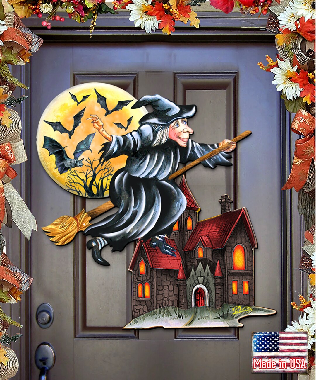 Halloween Witch Porch Decor Fall Decor Outdoor Halloween Wooden Door