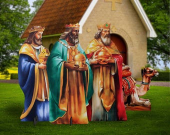 Vintage Large 10 Piece Porcelain Figurine Nativity Scene Set