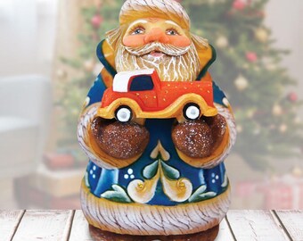 Mini Car Racer Santa Christmas Figurine Hand-Painted Collectible by G DeBrekht Reserve - Christmas Santa and Snowman Decor - 517656