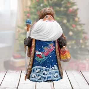 Santa Clause Carving Up UP and Away Santa Hand-carved and hand-painted Wooden Santa Clause &quot;Masterpiece Collection&quot; 8214832