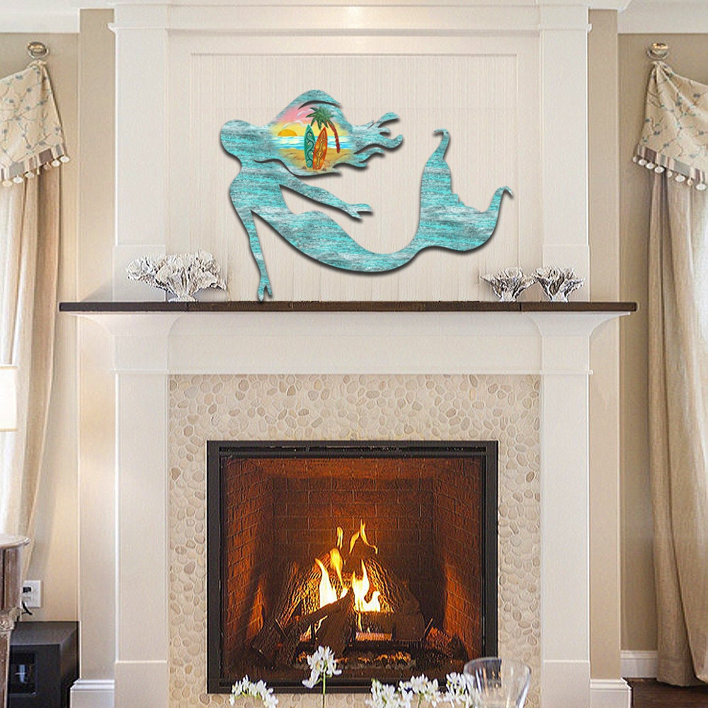 Coastal Mermaid Door Hanger – Nautical Wall Art - Beach House Decor ...