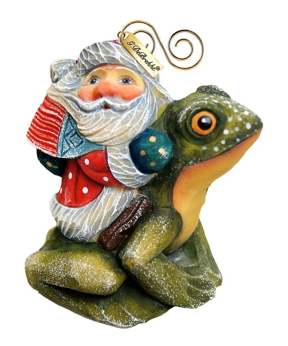 Christmas Ornaments Holiday Ornaments Santa On Frog Etsy