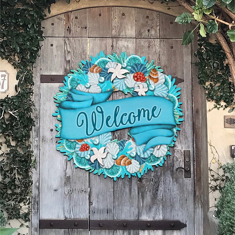 Sign Coastal Wreath Beach Sign Coastal Etsy India