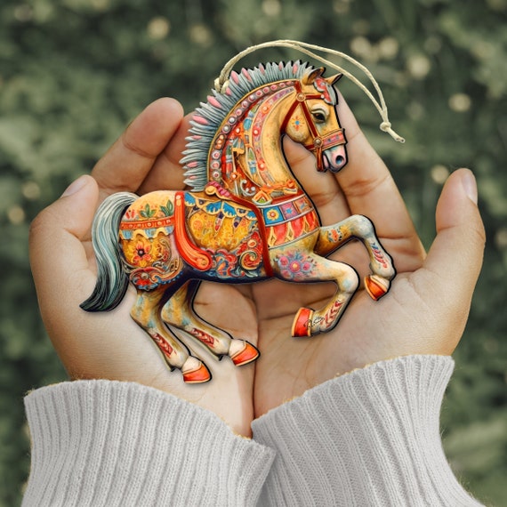 Carousel Horse Wooden Ornament by G. Debrekht