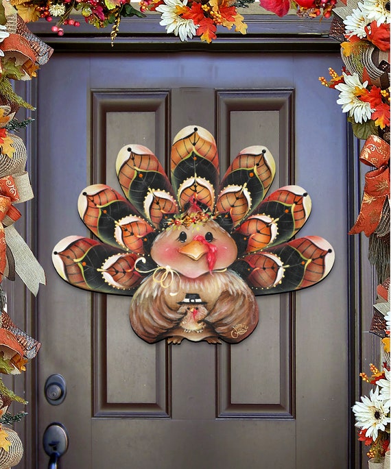 Thanksgiving Outdoor Thanksgiving Decor Turkey Wreath Wooden Etsy