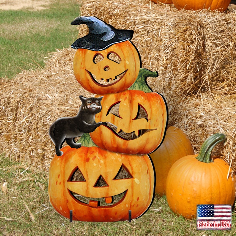 Fall Decor Outdoor Halloween Spooky Pumpkins Wooden - Etsy