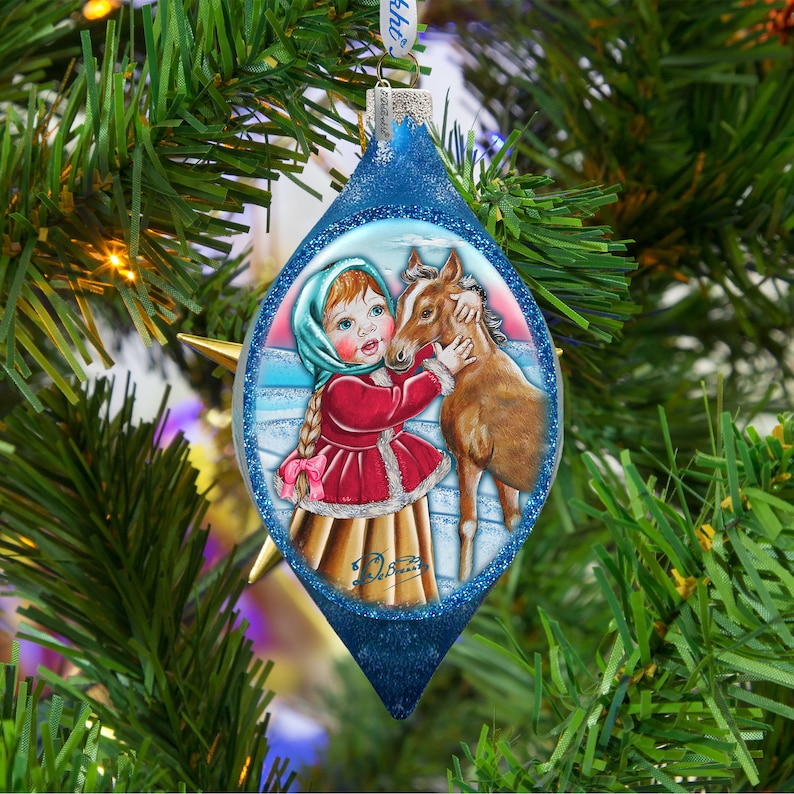 Christmas Ornaments Little Girl With Horse Drop Ornament Etsy