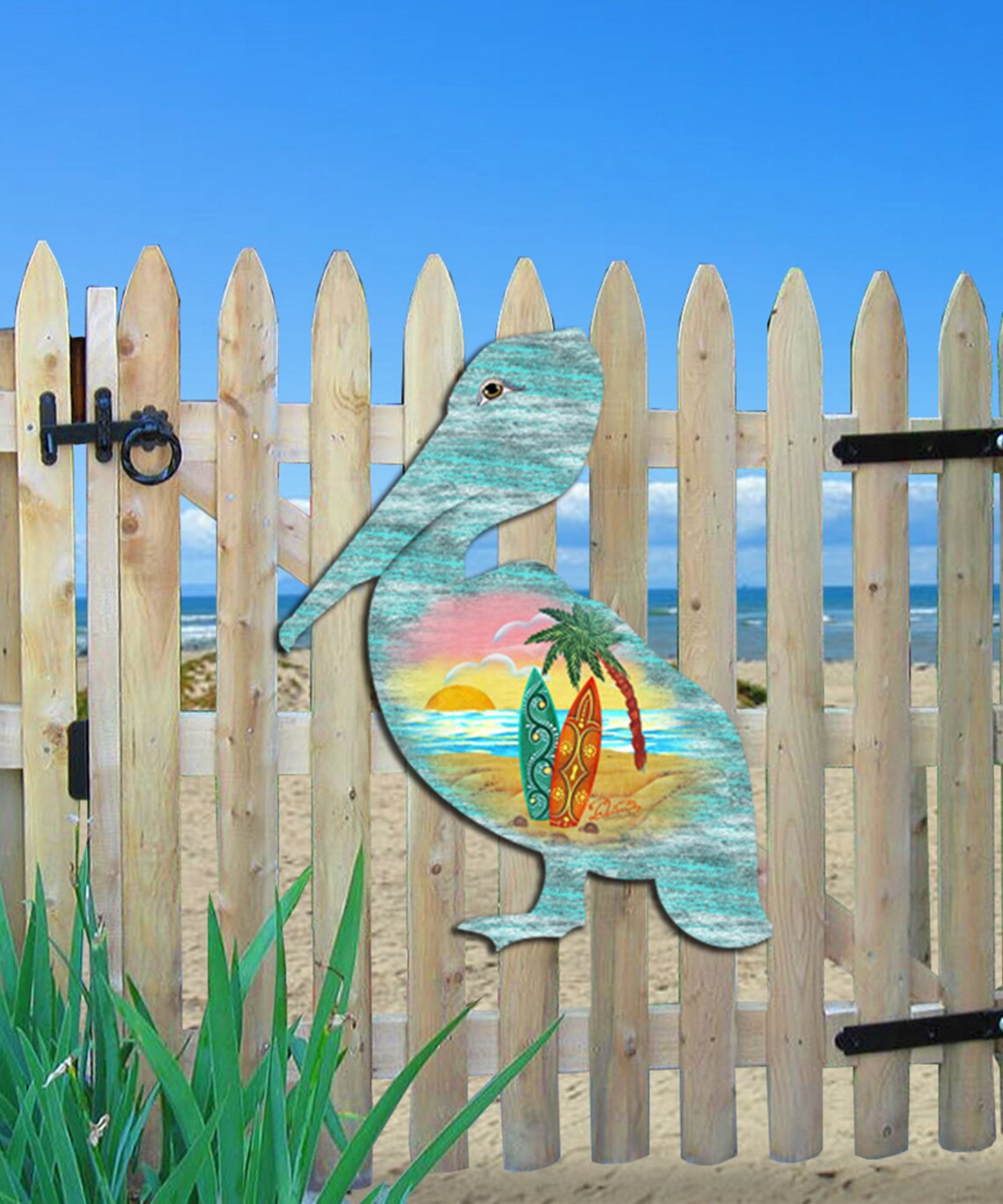 Pelican Coastal Decor Beach Decor Pelican Wooden Door Etsy