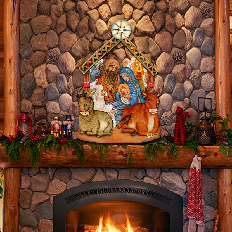 Nativity Wreath Outdoor Christmas Decorations Nativity  Etsy