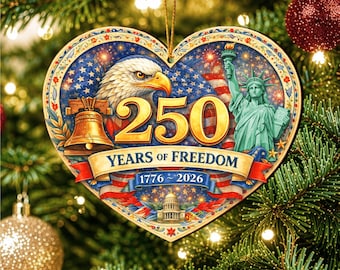 Décoration patriotique en bois, 250 ans de liberté, symboles des États-Unis (5 x 5,5 po.) - 8652873