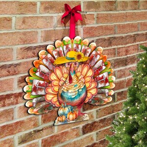 Thanksgiving Turkey Holiday Door Décor Thanksgiving Halloween Décor Wooden Harvest Wall Decor 8611055H by GDebrekht
