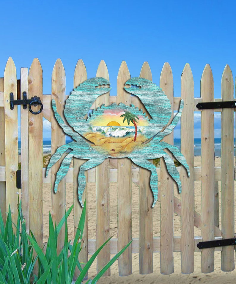 Outdoor Decor Coastal Wall Art Wood Crab Coastal Waves Scenic Etsy