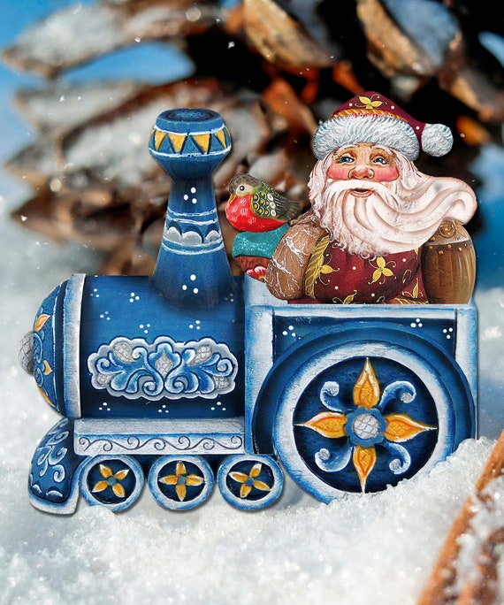 Outdoor Christmas Decor Santa On A Train Yard Art Etsy