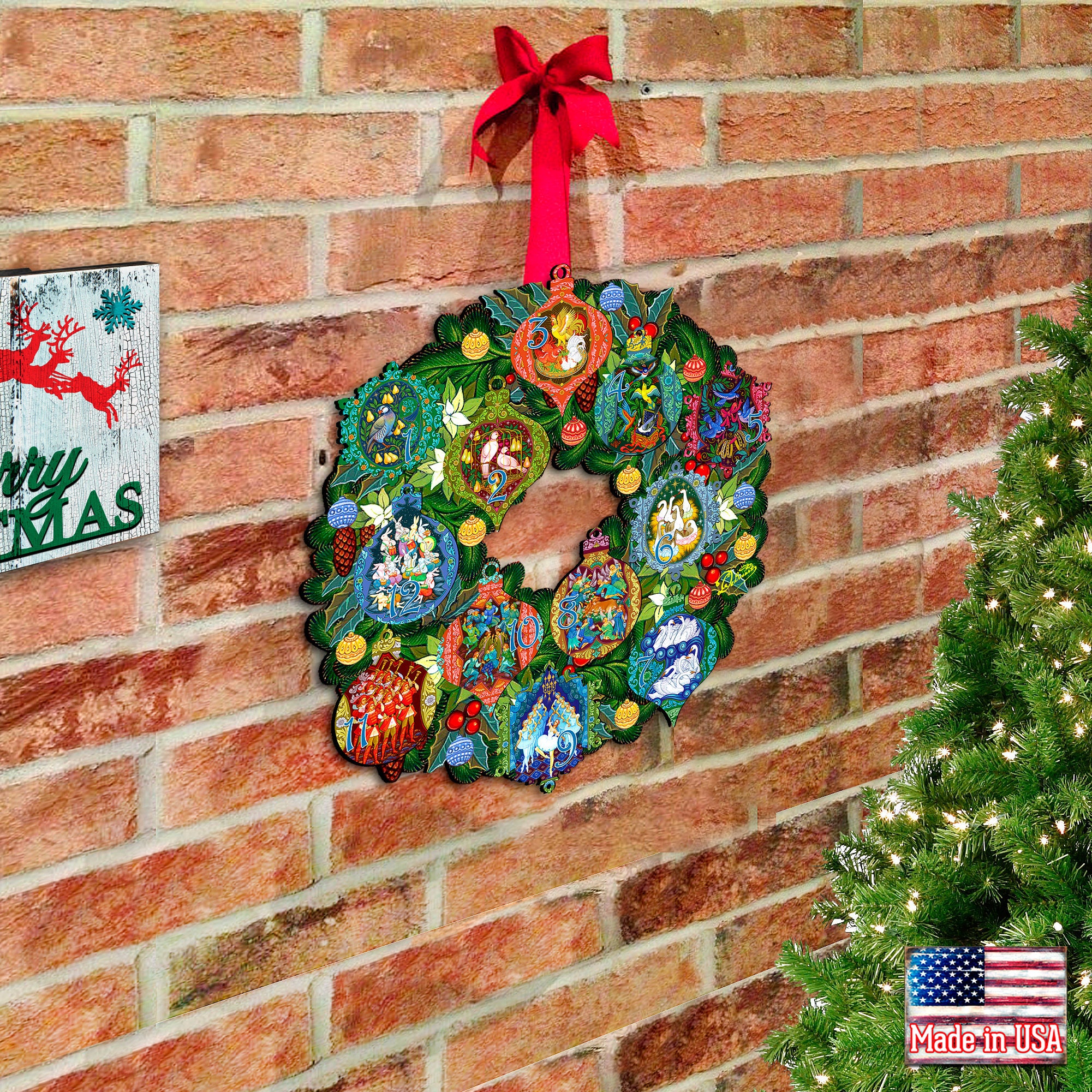 12 Days of Christmas Wreath - Outdoor Indoor Christmas Decor