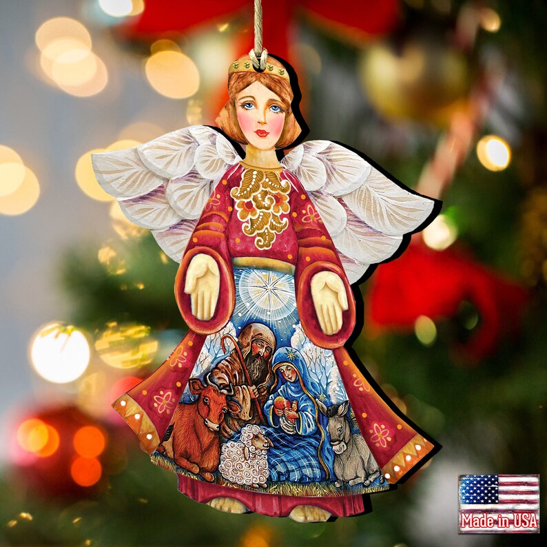 Nativity Ornament Christmas Ornaments Nativity Angel Etsy