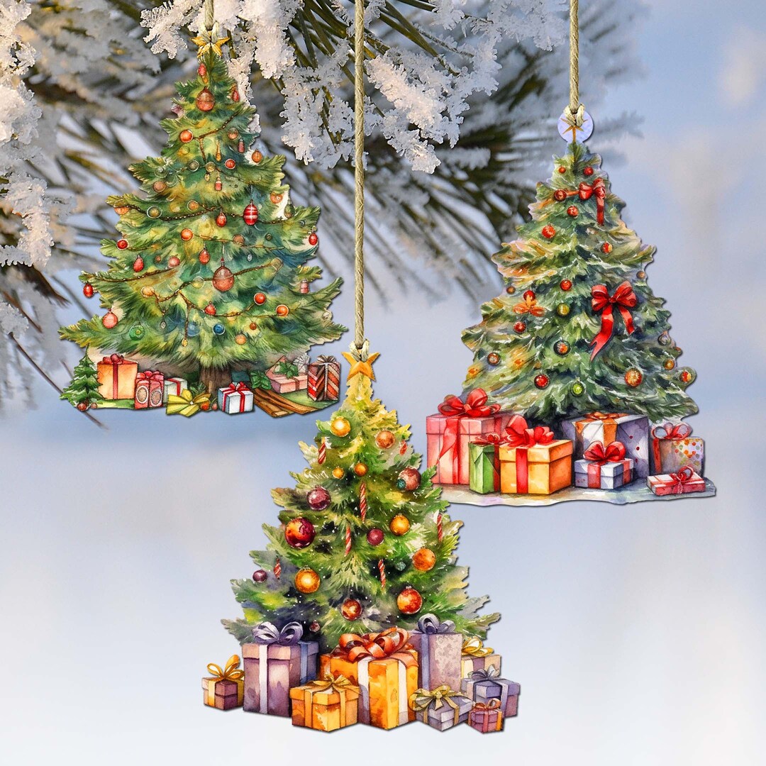 Christmas Tree Ornaments Set of 3 - Christmas Christmas Handcrafted ...