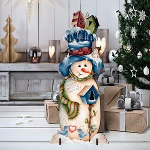 Outdoor Christmas Decorations Snowman Yard Art | Holiday Wooden Free-Standing Outdoor Decoration 8457515F