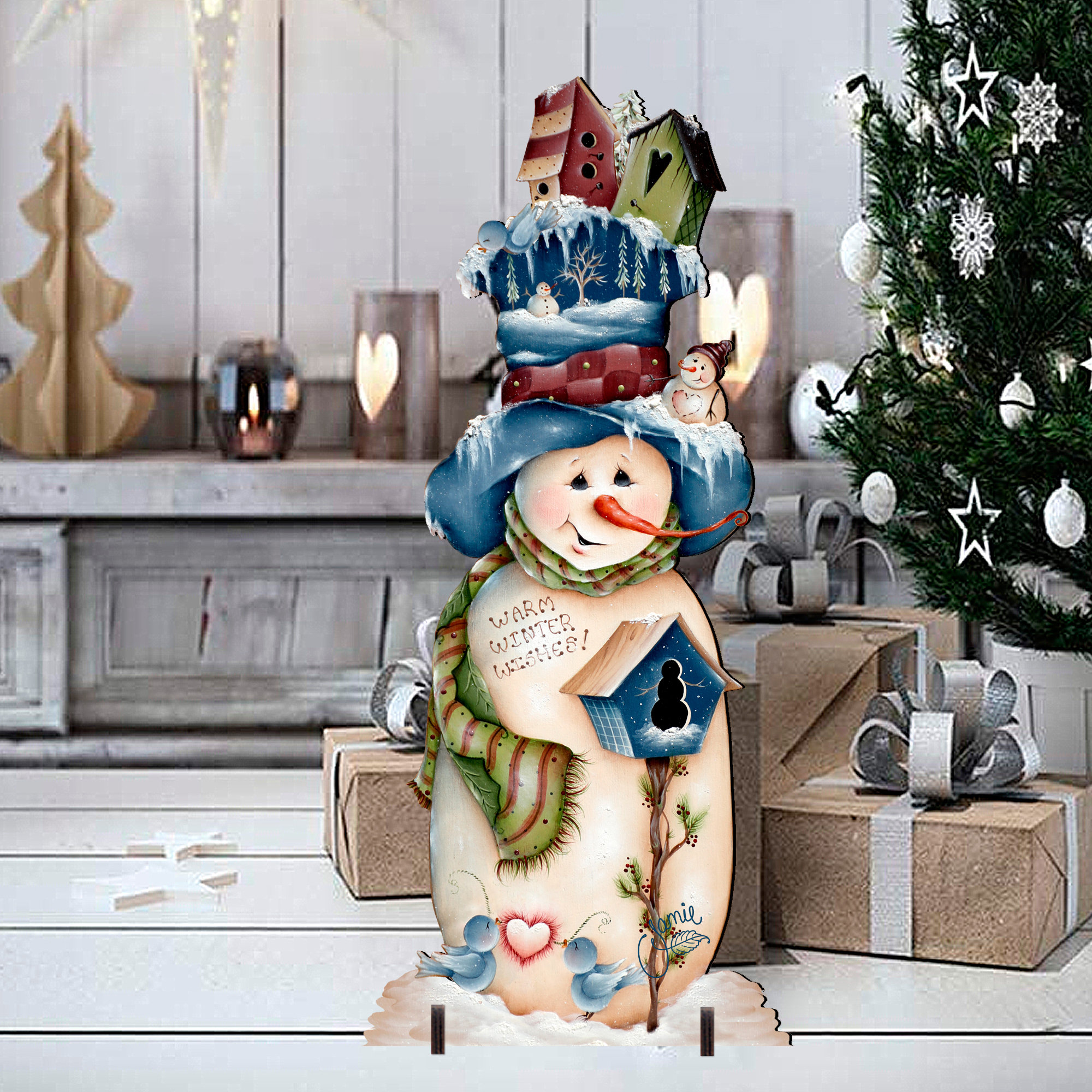 Outdoor Christmas Decorations Snowman Yard Art Holiday Wooden Free