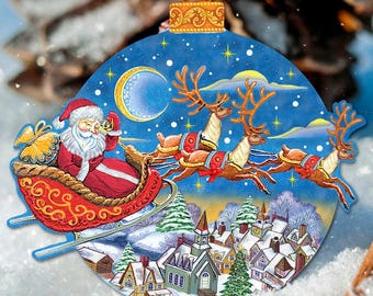 Holiday Decorations Santa Christmas Ornament Lawn Decoration - Wooden Hanging Freestanding Christmas Decoration #8112160M