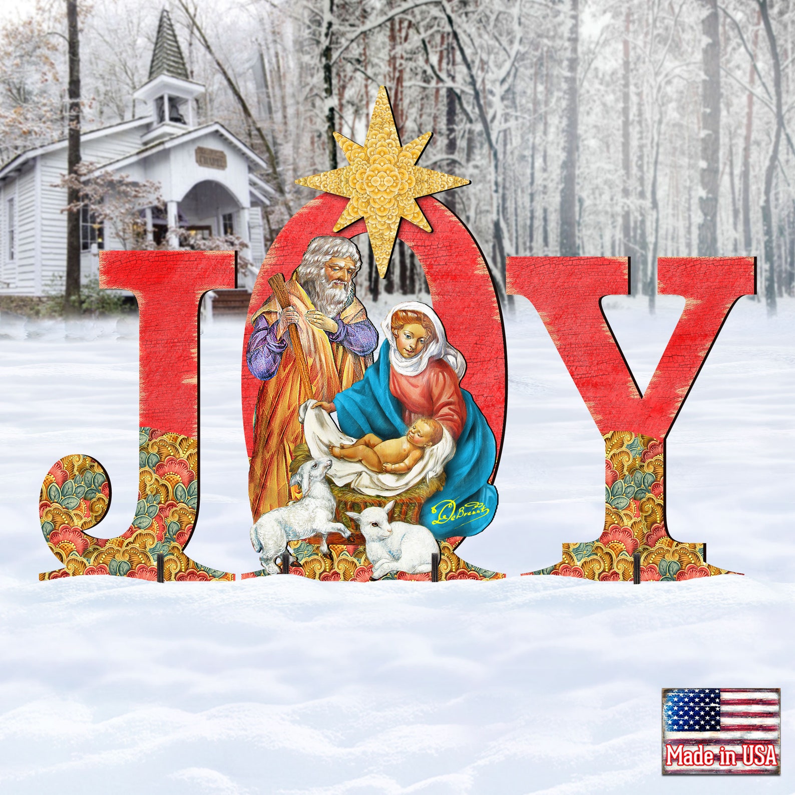 JOY NATIVITY Yard Sign Wooden FreeStanding Christmas Etsy