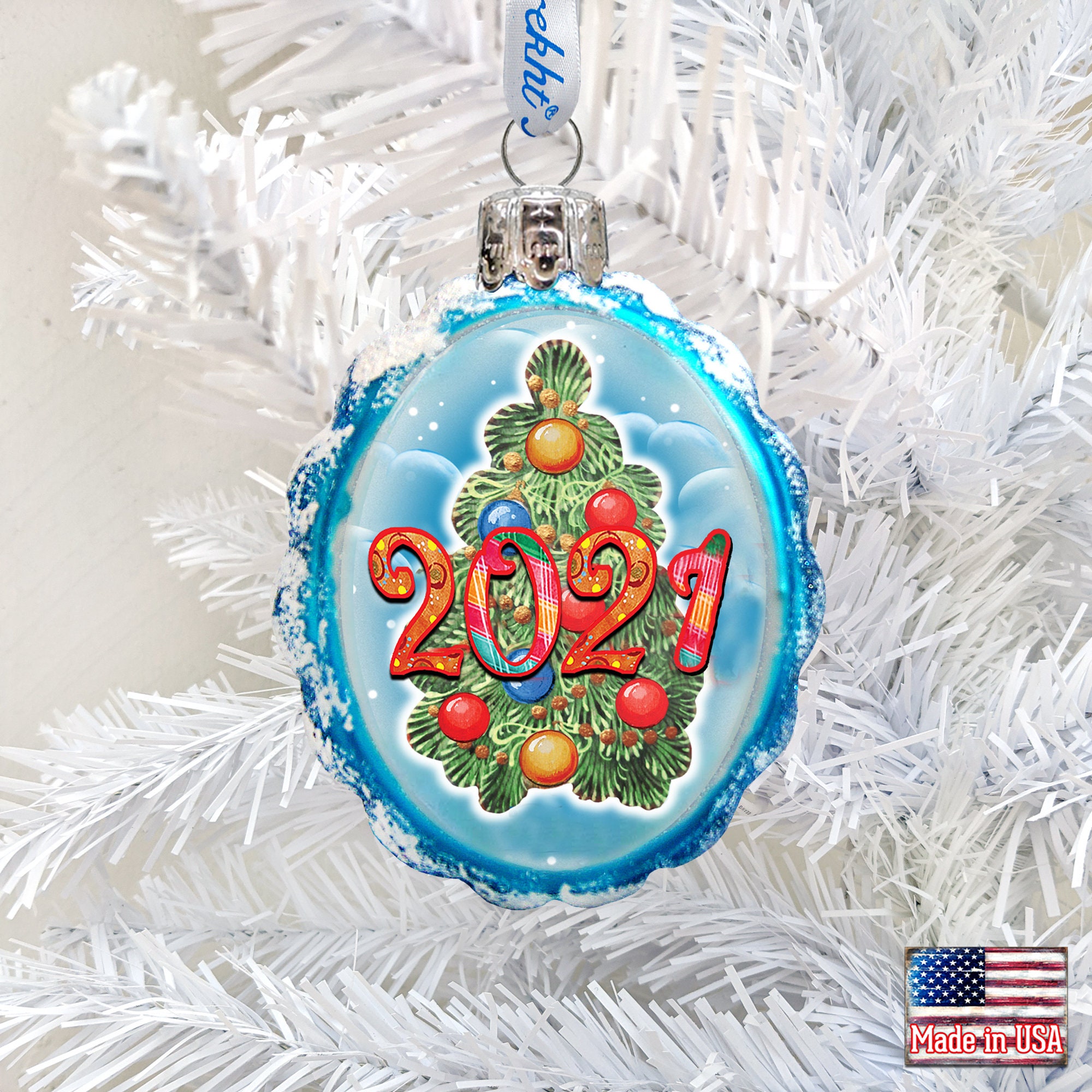 2021 Christmas Ornament 2021 Glass Ornament By G. Debrekht  Etsy