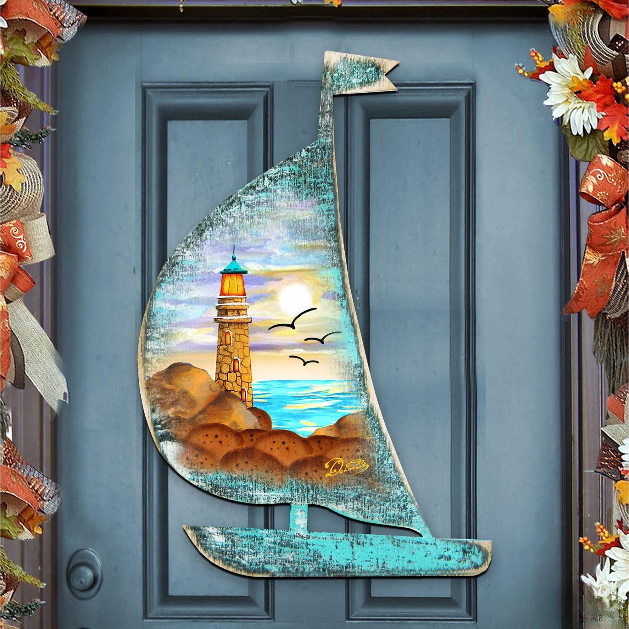 Sailboat Yacht Ocean Wall Art - Wooden Beach Decorations - Coastal ...