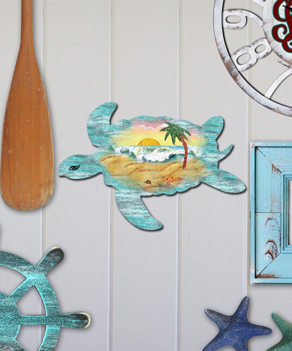 Sea Turtle Wooden Door Hanger, Coastal Beach Wall Art -8198518H - Etsy