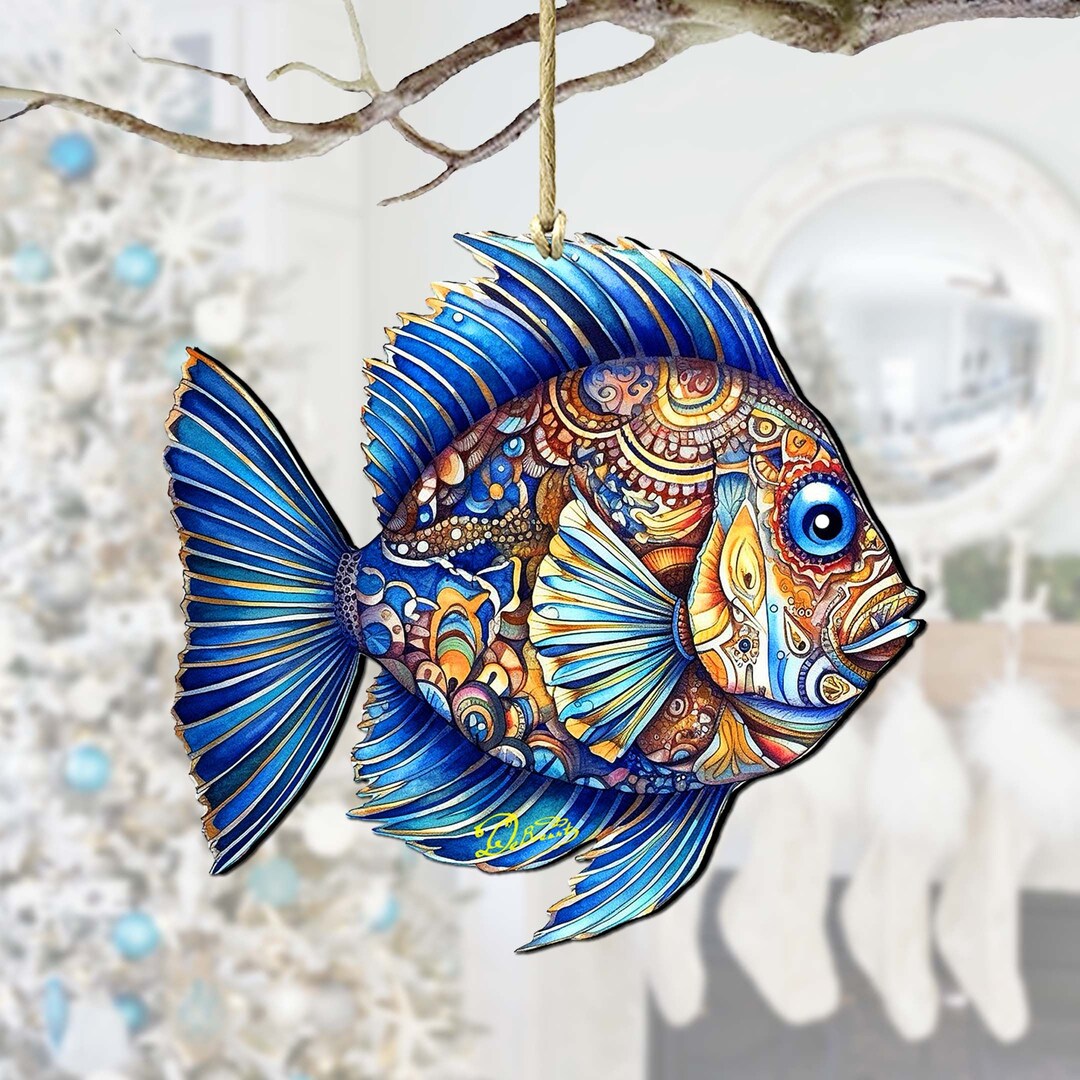 Coastal Decorations Sapphire Sea Fish Wooden Ornaments by G. Debrekht ...