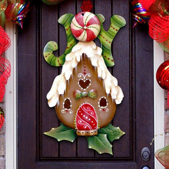 Sale Christmas Decor Joy Gingerbread Bird House Wooden Door Etsy