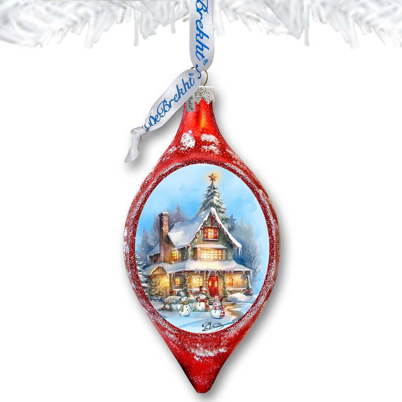 G. DeBrekht Christmas Cottage Drop Ornament