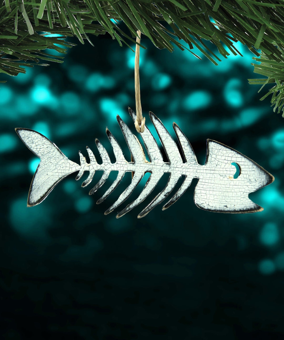 Halloween Fish Skeleton Wooden Ornaments by G. Debrekht Thanksgiving
