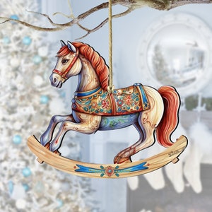 Rocking Horse Wooden Ornaments by G. Debrekht | Christmas Décor - 8100196-3