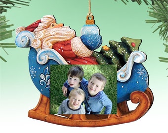 Christmas ornaments | Santa on Sleigh Picture Frame Ornament | Ornament for Photo 8112046-PF