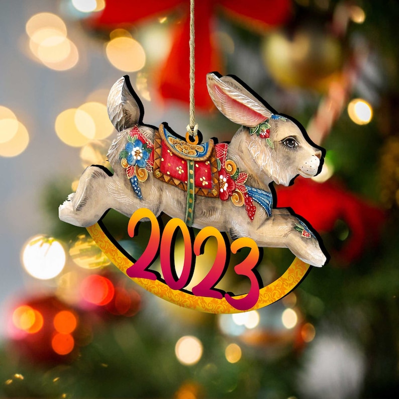 2023 Christmas Ornaments 2023 New Year Rabbit Wooden Etsy