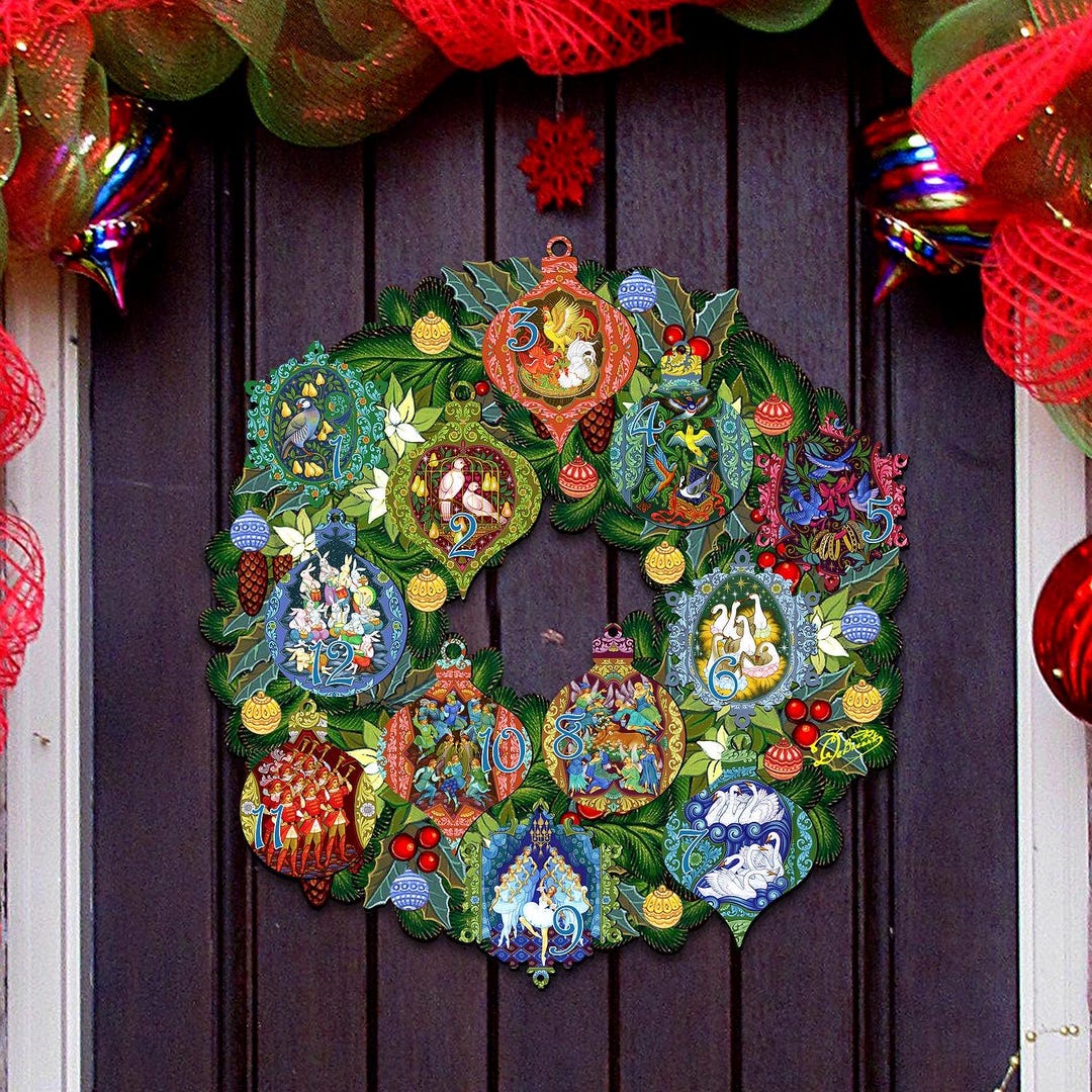 12 Days of Christmas Wreath - Outdoor Indoor Christmas Decor