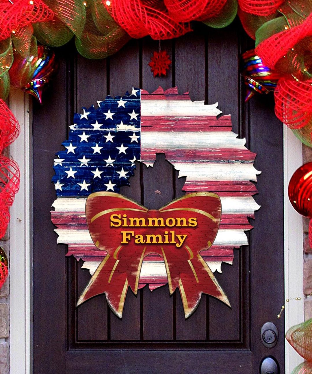 Personalized 4th of July American Flag Wreath - Patriotic Decor ...