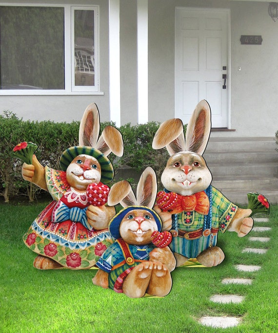Outdoor Easter Decor Easter Bunny Easter Bunny Family Set Etsy
