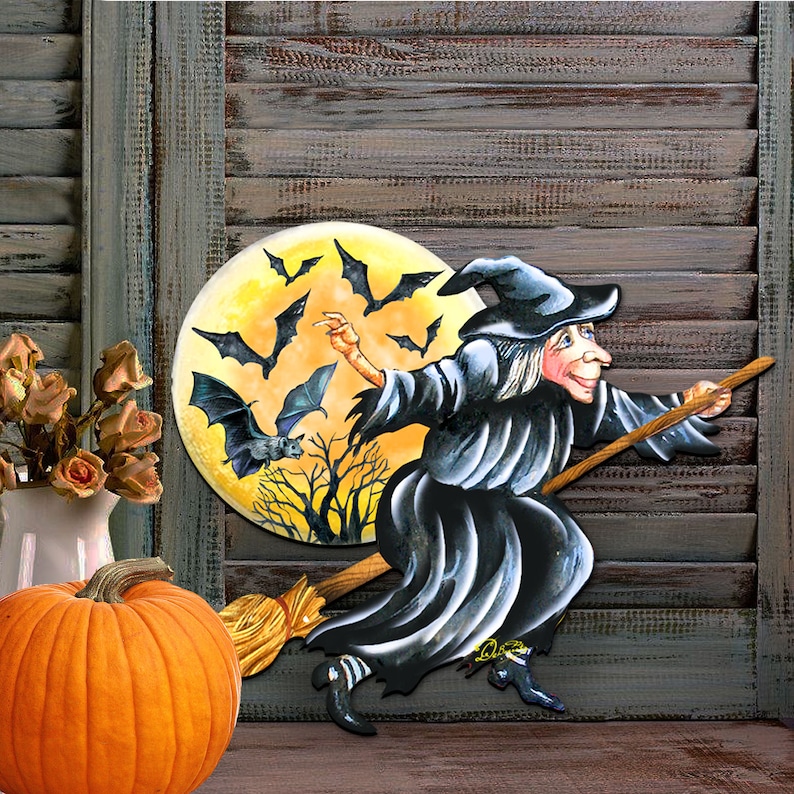 Fall Decor Outdoor Halloween Witch Decor Witch Wooden Door - Etsy
