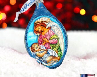 Guardian Angel and Baby Ornament - Babys First Christmas - Vintage Nativity Holiday Ornament - Keepsake Ornament Holiday Tree Decor 757-022