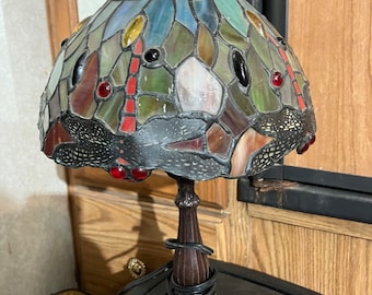 Vintage stained glass Tiffany-style lamp