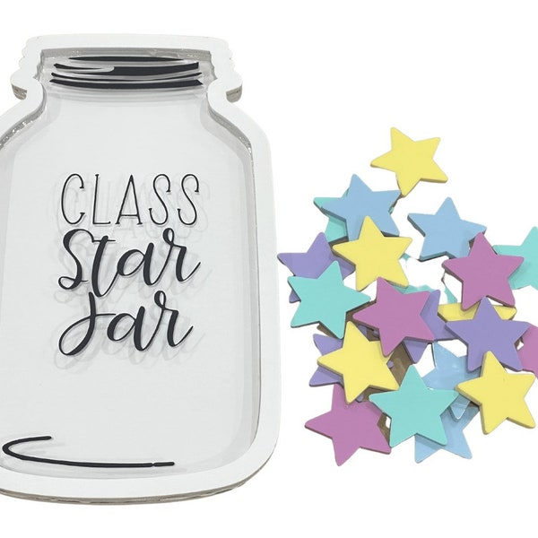 NEW!! White Class Star Jar with Pastel Stars
