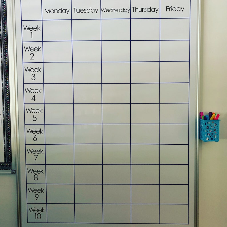 Aus Made Whiteboard Calendar Wall Organiser for School or Office Decals