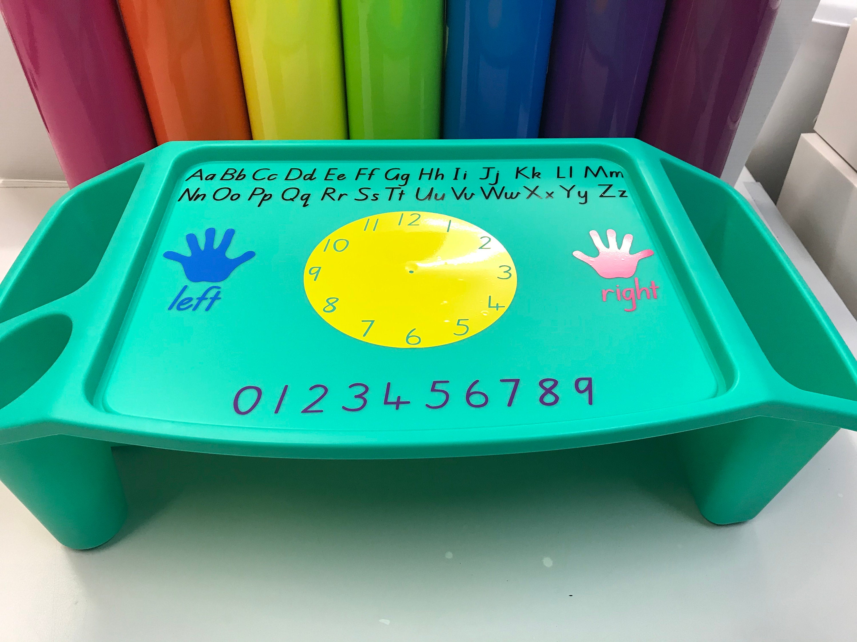 Kids Desk Lap Work Tray Lap Tray Decals With Alphabet Clock ...
