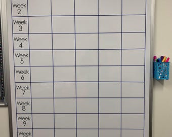 Calendário de quadro branco fabricado na Austrália - Organizador de parede para escola ou escritório - Somente adesivos - Dias da semana e números das semanas -