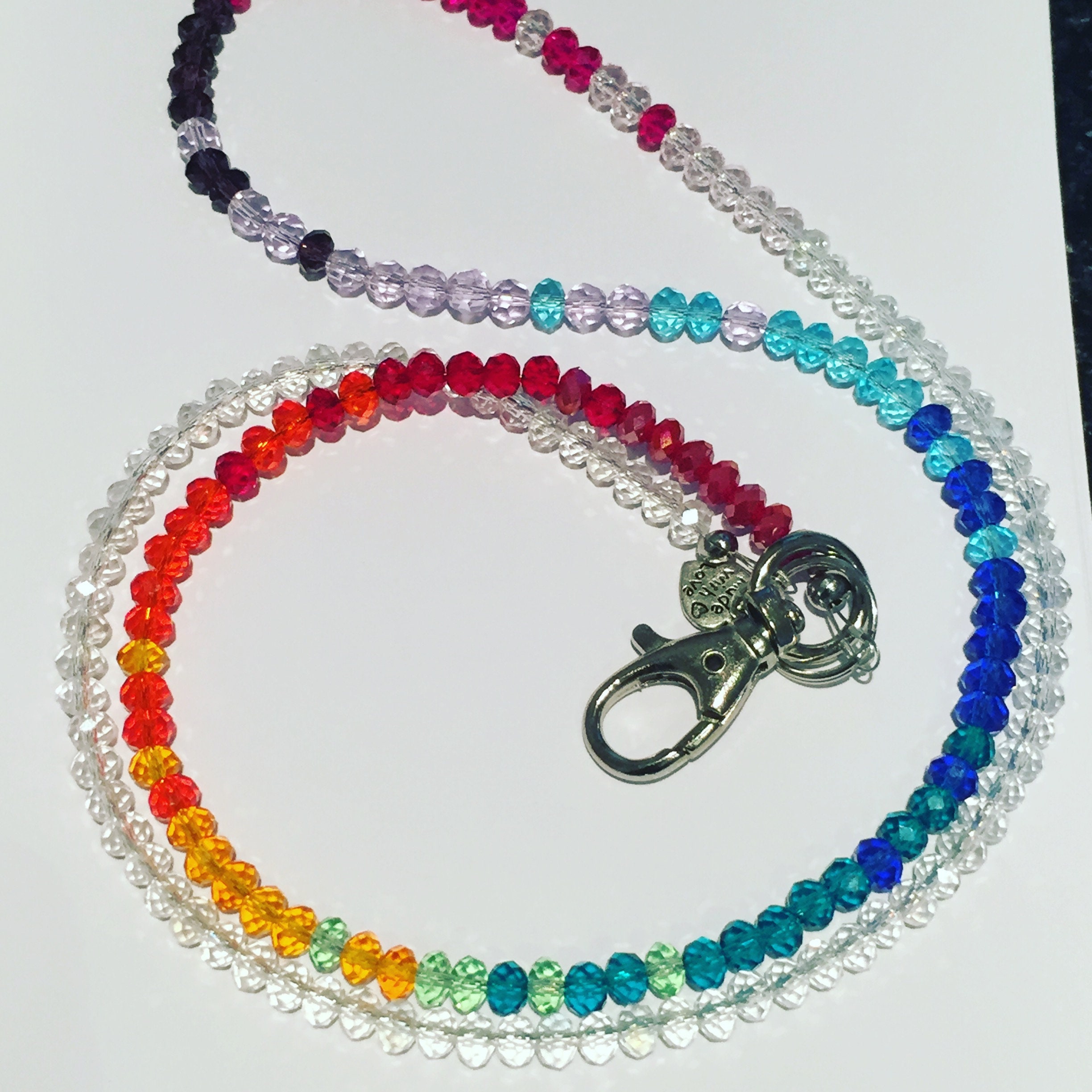 Rainbow Bling Lanyard Swarovski Crystal Lanyard Hand Made Etsy Australia