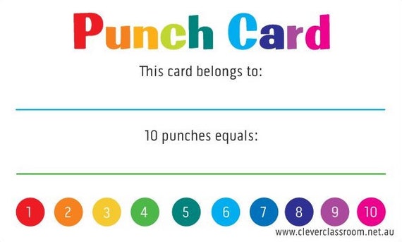 Student Punch Cards for Classroom Rewards Teacher Resources Incentives  Student Awards School or Home 