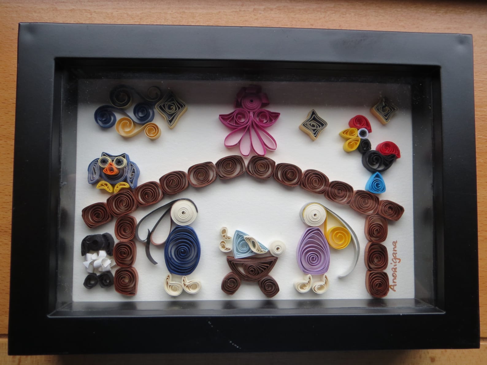 Quilling Handmade Nativity in a photo frame. Perfect as a Xmas Etsy