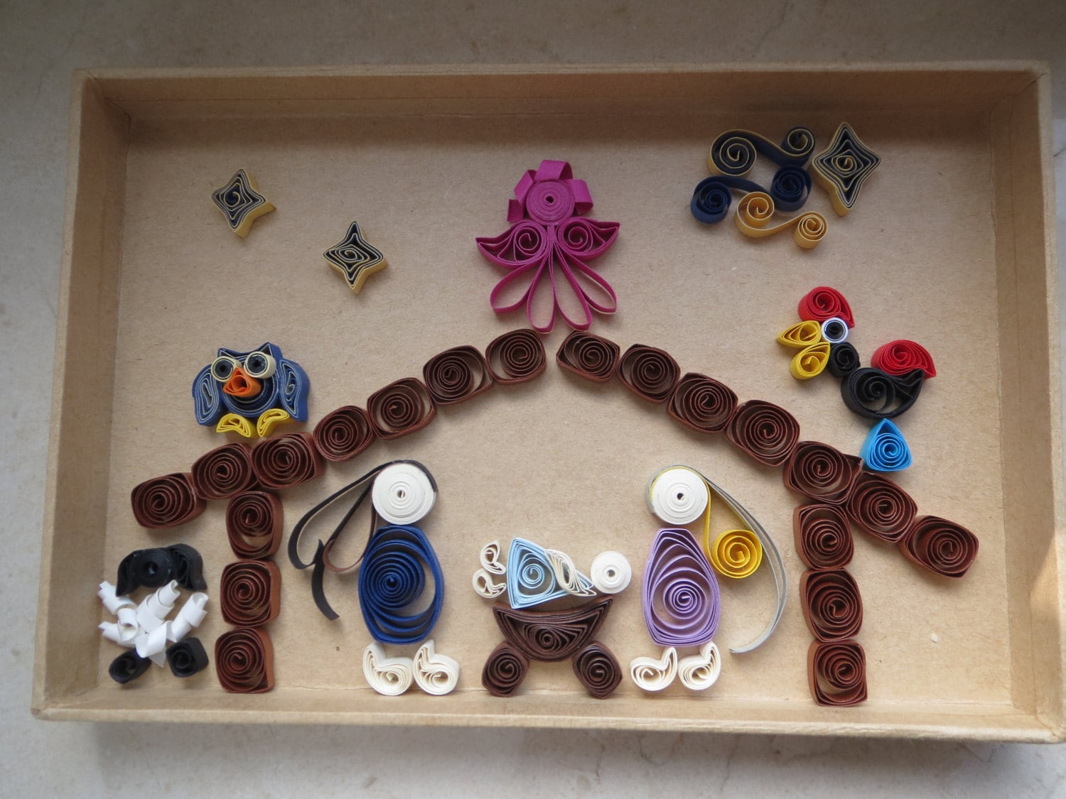 Quilling Handmade Nativity in a Photo Frame. Perfect as a Xmas Etsy